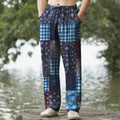 Nimara Ritual Cotton Patchwork Floral Pattern Men's Tapered Pants With Pockets