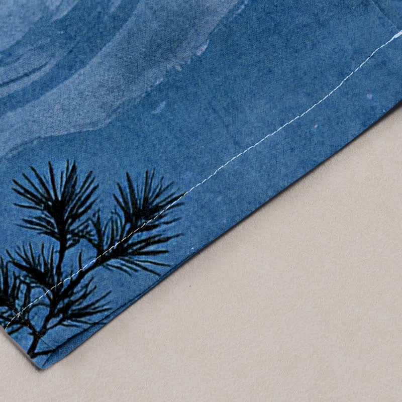 Nimara Ritual Cotton Ink Landscape Pattern Men's Tapered Pants With Pockets