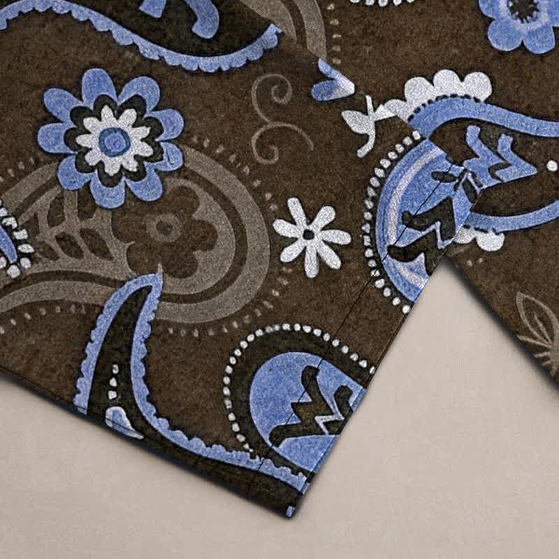 Nimara Ritual Cotton Paisley Floral Pattern Men's Tapered Pants With Pockets