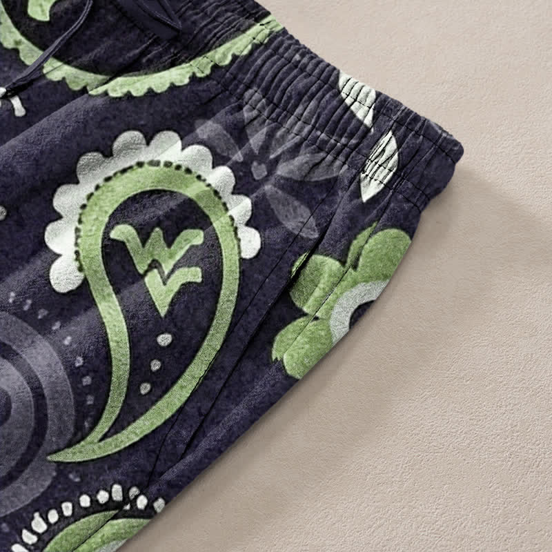 Nimara Ritual Cotton Paisley Floral Pattern Men's Tapered Pants With Pockets