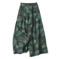 Nimara Ritual Cotton Linen Peacock Feather Pattern Women's Elastic Waist Wide Leg Pants With Pockets