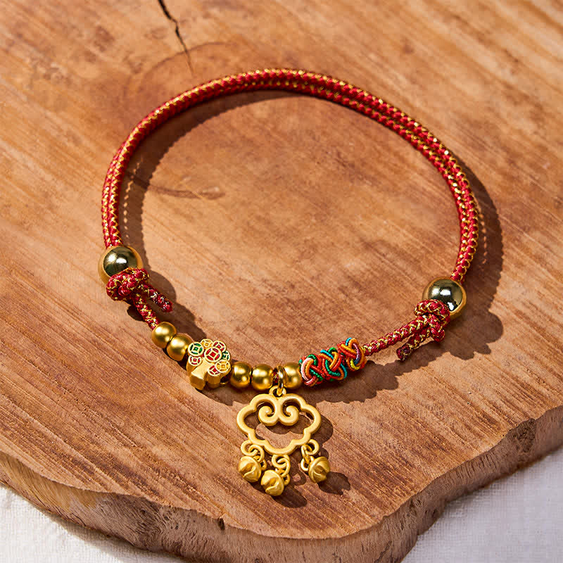 Nimara Ritual Plaited Money Tree Fu Character Red String Luck Adjustable Cats Dogs Pet Collar