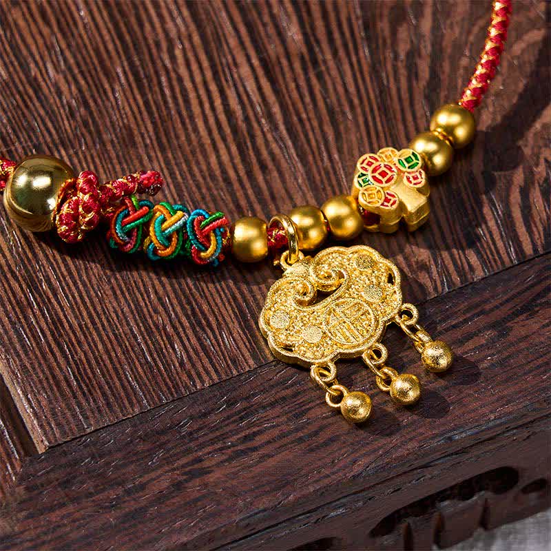 Nimara Ritual Plaited Money Tree Fu Character Red String Luck Adjustable Cats Dogs Pet Collar