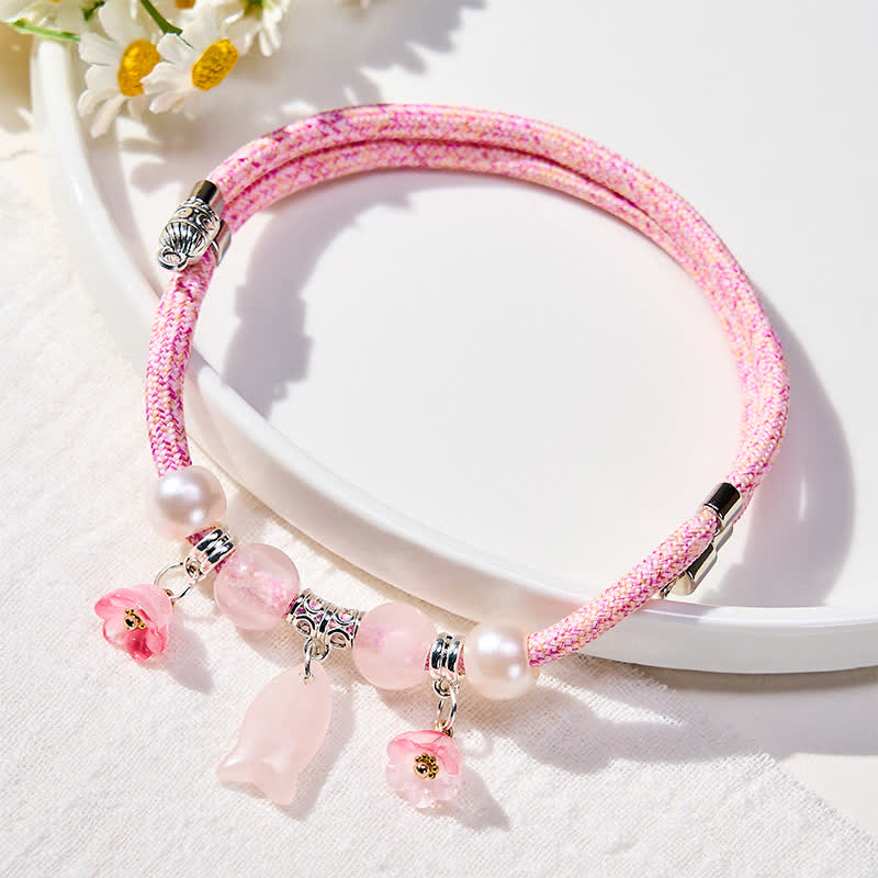 Nimara Ritual Plaited String Rose Quartz Fish Relationships Adjustable Cats Dogs Pet Collar