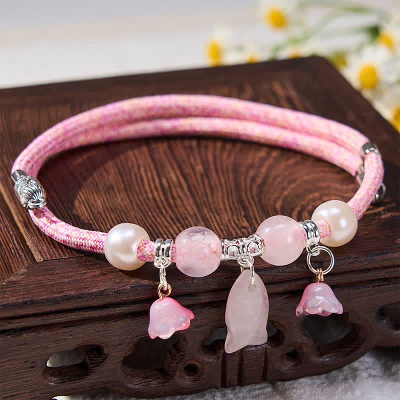 Nimara Ritual Plaited String Rose Quartz Fish Relationships Adjustable Cats Dogs Pet Collar