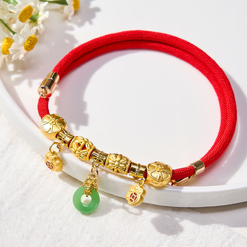 Nimara Ritual Red String Fu Character Peace Buckle Strength Adjustable Cats Dogs Pet Collar