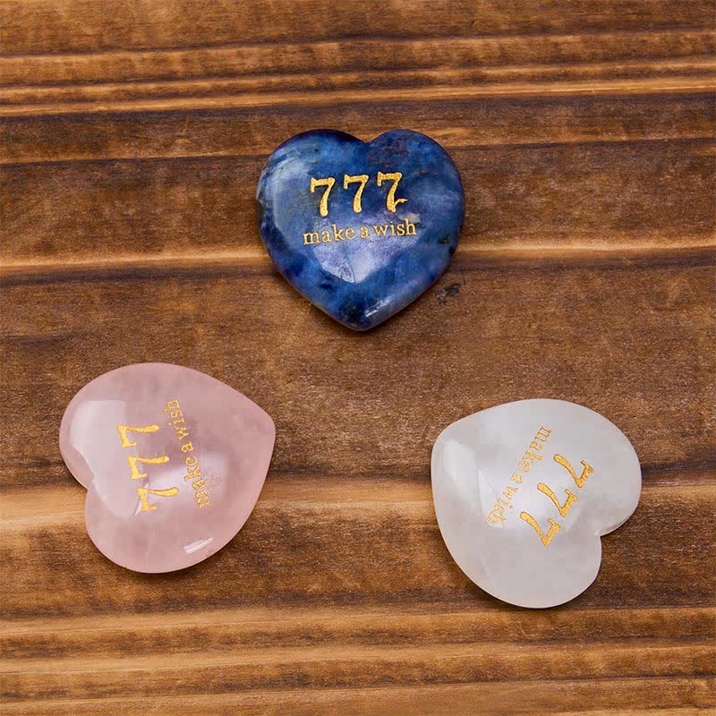 Nimara Ritual "Step Into Luck and Wisdom" 777 Angel Number Heart-Shaped Enlightenment Crystal Palm Stone Decor Includes Gift Message Card