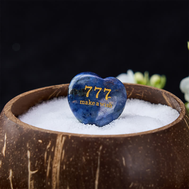 Nimara Ritual "Step Into Luck and Wisdom" 777 Angel Number Heart-Shaped Enlightenment Crystal Palm Stone Decor Includes Gift Message Card