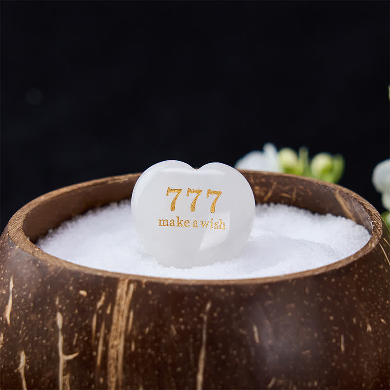 Nimara Ritual "Step Into Luck and Wisdom" 777 Angel Number Heart-Shaped Enlightenment Crystal Palm Stone Decor Includes Gift Message Card