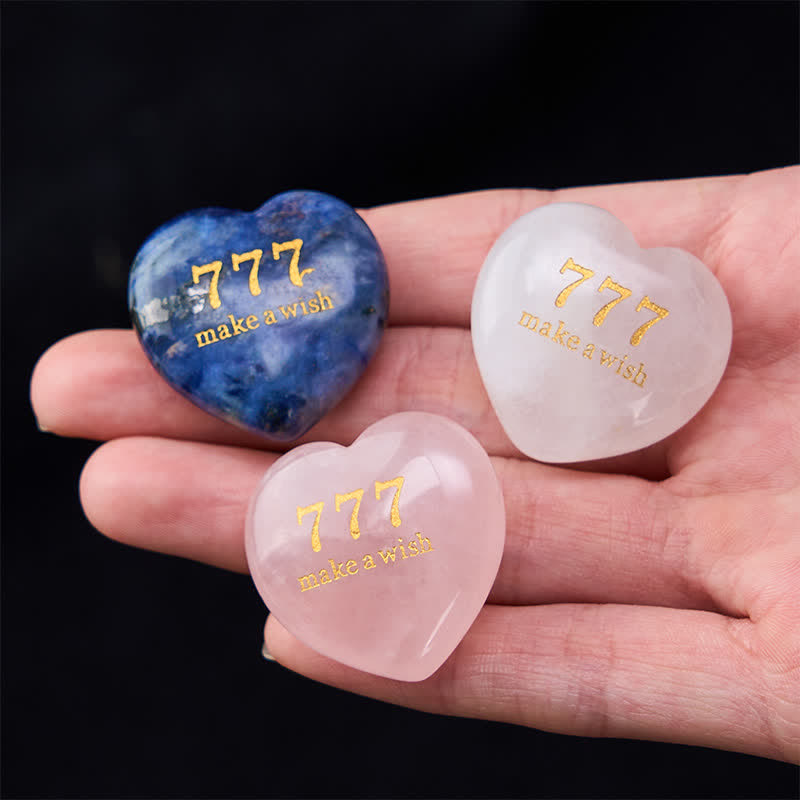 Nimara Ritual "Step Into Luck and Wisdom" 777 Angel Number Heart-Shaped Enlightenment Crystal Palm Stone Decor Includes Gift Message Card