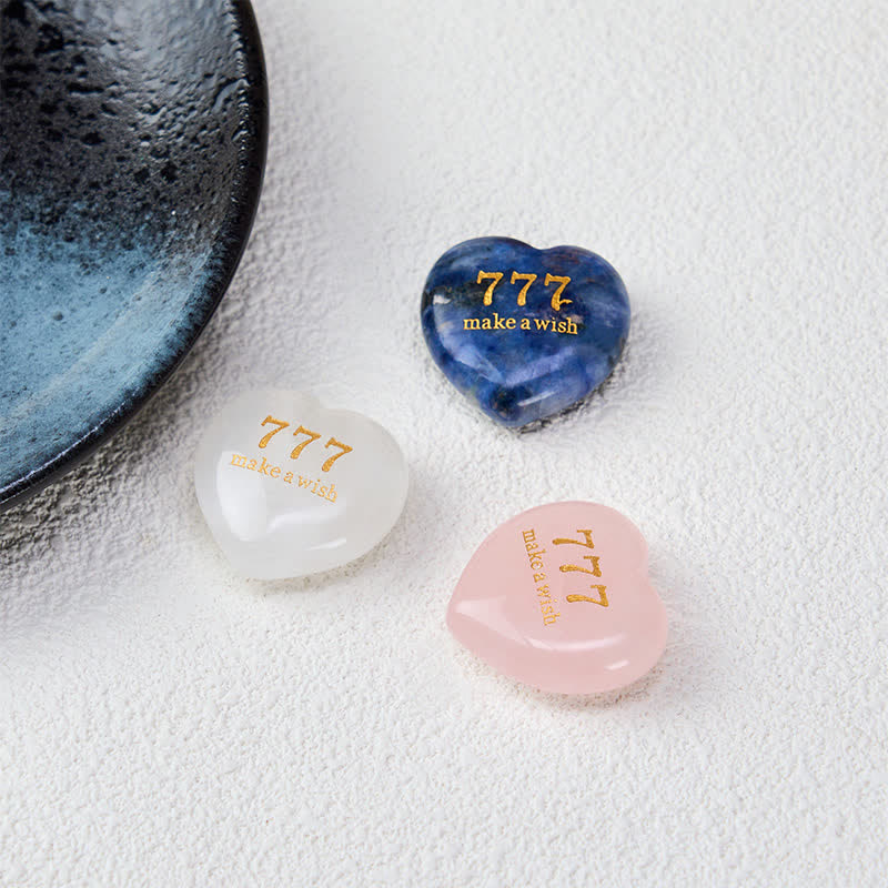 Nimara Ritual "Step Into Luck and Wisdom" 777 Angel Number Heart-Shaped Enlightenment Crystal Palm Stone Decor Includes Gift Message Card