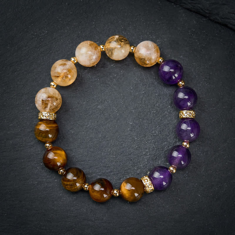Nimara Ritual Tiger Eye Amethyst Citrine Bead Courage Bracelet