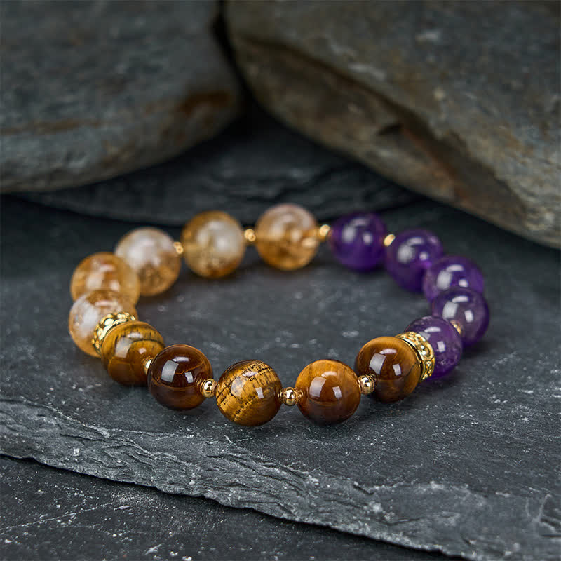 Nimara Ritual Tiger Eye Amethyst Citrine Bead Courage Bracelet