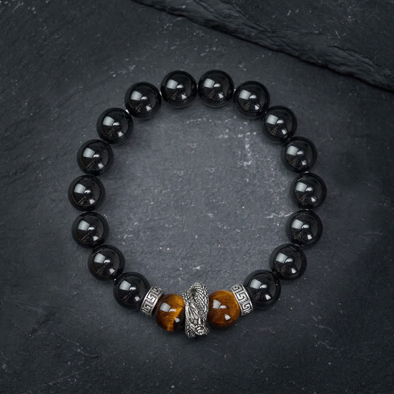 Nimara Ritual Natural Silver Sheen Obsidian Red Tiger Eye Bead Success Bracelet