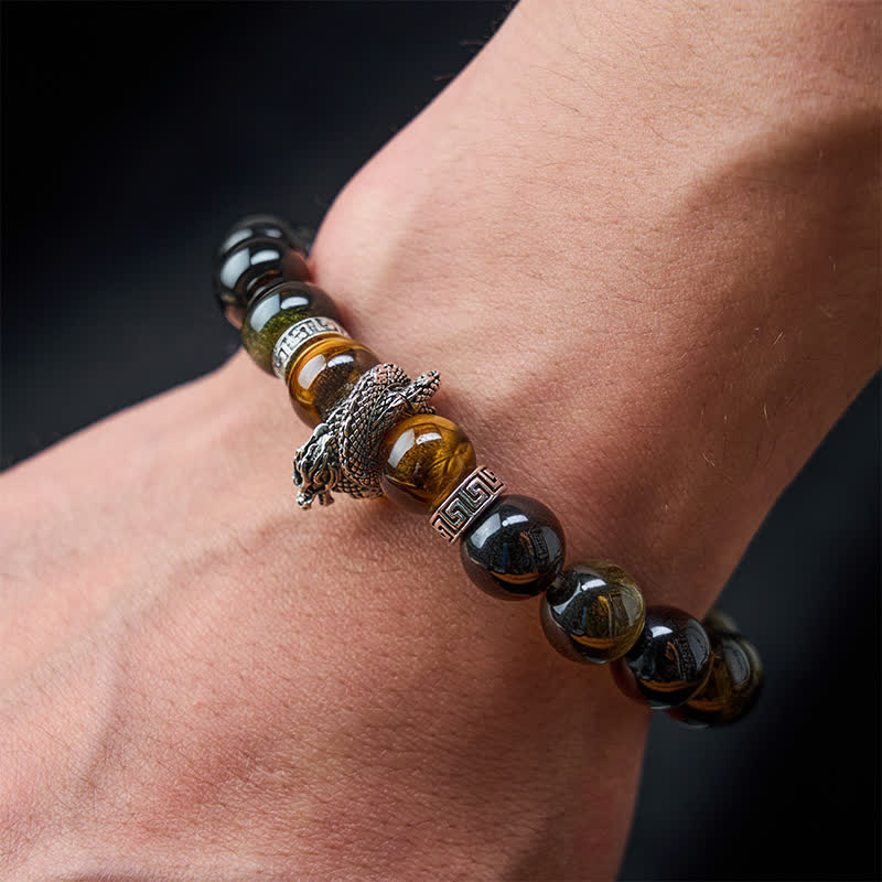 Nimara Ritual Natural Silver Sheen Obsidian Red Tiger Eye Bead Success Bracelet
