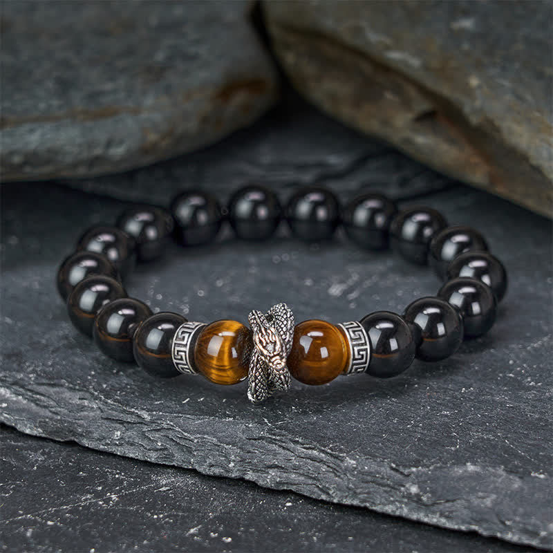 Nimara Ritual Natural Silver Sheen Obsidian Red Tiger Eye Bead Success Bracelet