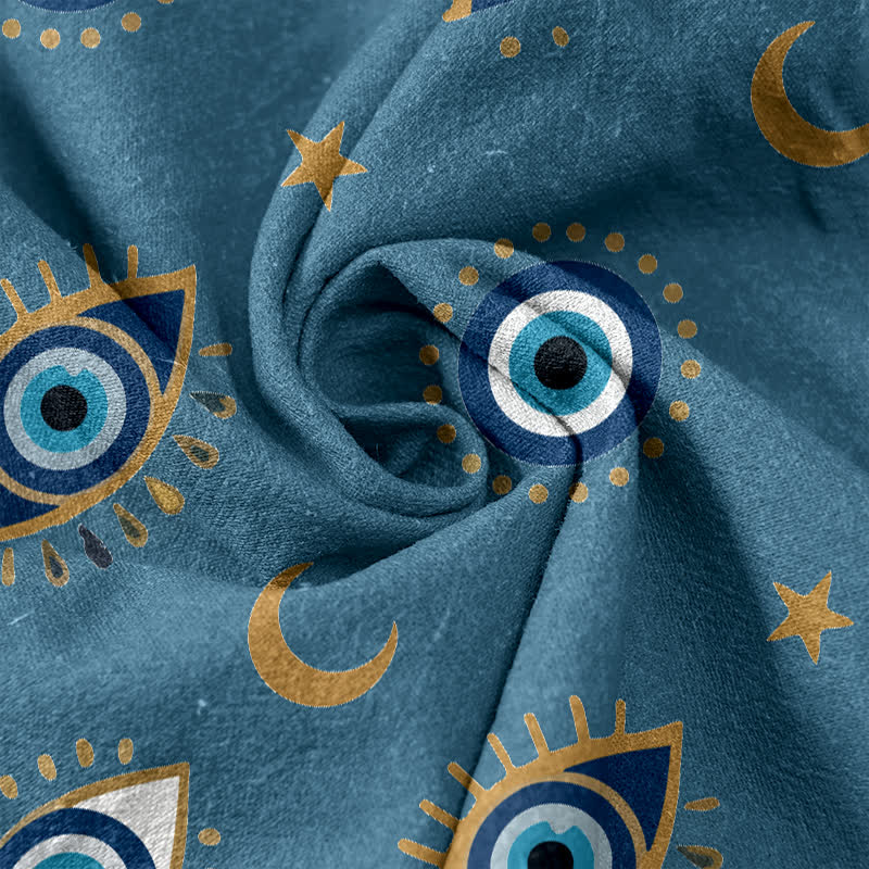 Nimara Ritual Pure Cotton Mystic Evil Eye Pattern Women's Elastic Waist Pants With Pockets