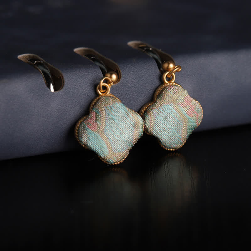 Nimara Ritual Song Brocade Handcrafted Silk Art Floral Harmony Drop Earrings