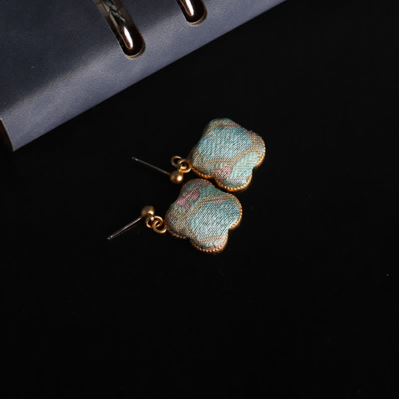 Nimara Ritual Song Brocade Handcrafted Silk Art Floral Harmony Drop Earrings