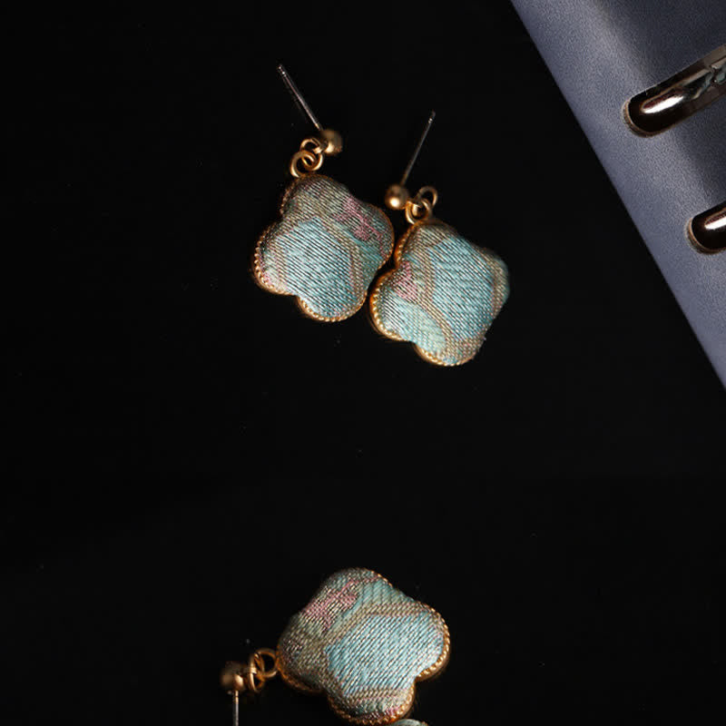Nimara Ritual Song Brocade Handcrafted Silk Art Floral Harmony Drop Earrings