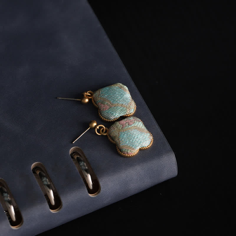 Nimara Ritual Song Brocade Handcrafted Silk Art Floral Harmony Drop Earrings