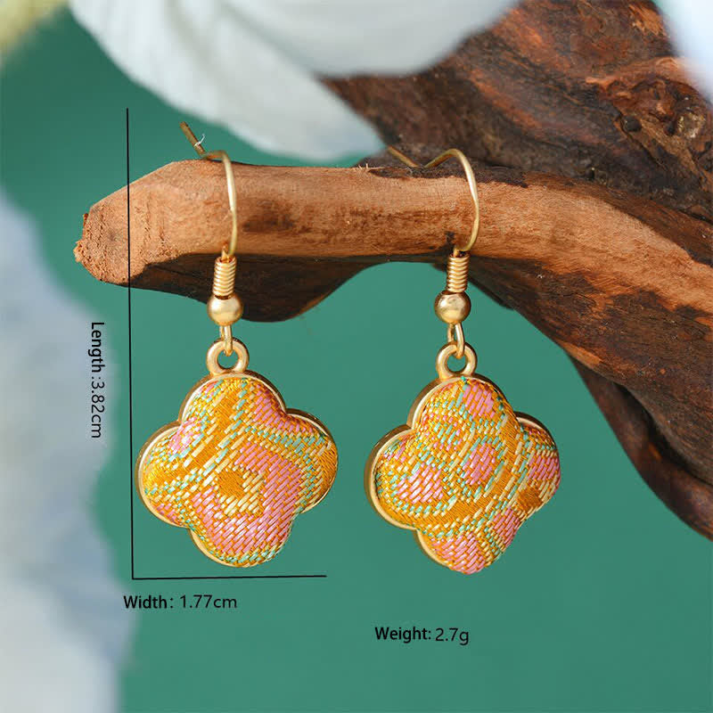 Nimara Ritual Song Brocade Colorful Tone Floral Prosperity Drop Earrings