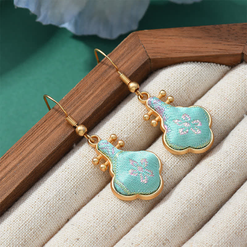 Nimara Ritual Song Brocade Colorful Tone Floral Prosperity Drop Earrings