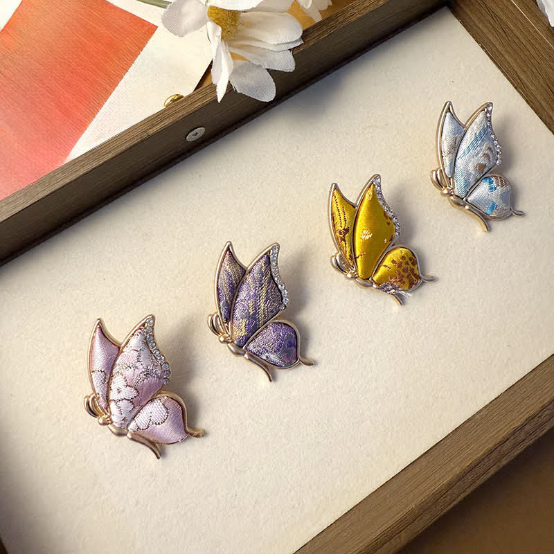 Nimara Ritual Handcrafted Butterfly with Rhinestone Transformation Tone Alloy Brooch