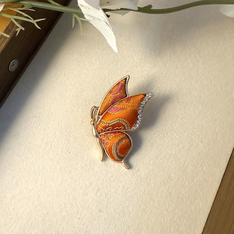 Nimara Ritual Handcrafted Butterfly with Rhinestone Transformation Tone Alloy Brooch