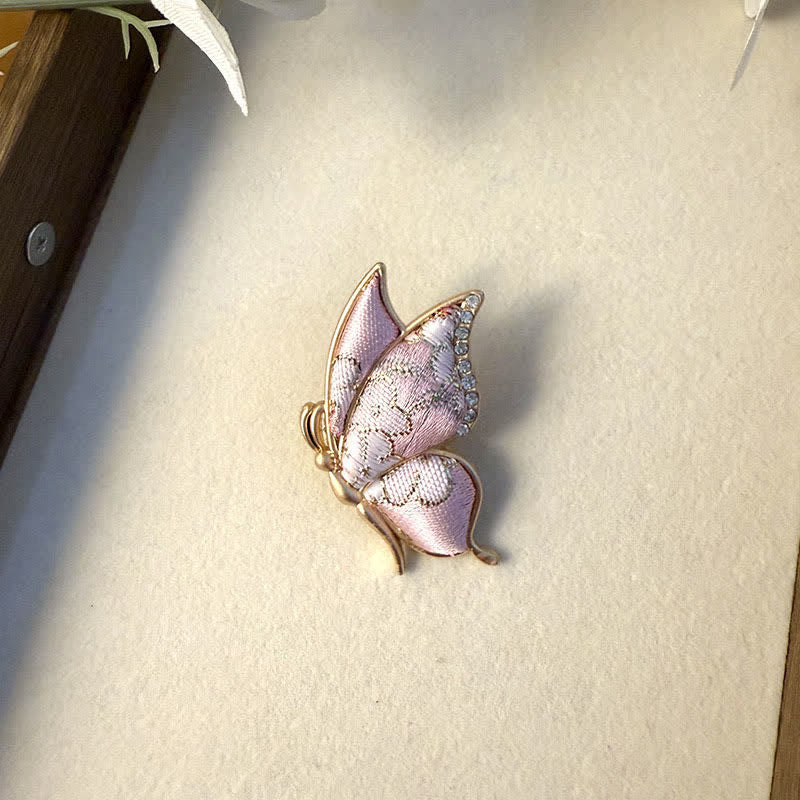 Nimara Ritual Handcrafted Butterfly with Rhinestone Transformation Tone Alloy Brooch