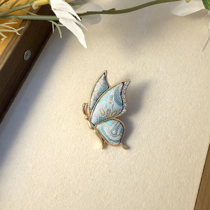 Nimara Ritual Handcrafted Butterfly with Rhinestone Transformation Tone Alloy Brooch