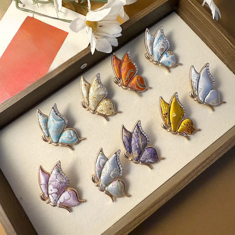 Nimara Ritual Handcrafted Butterfly with Rhinestone Transformation Tone Alloy Brooch