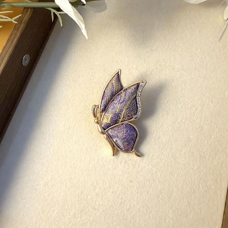 Nimara Ritual Handcrafted Butterfly with Rhinestone Transformation Tone Alloy Brooch