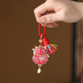 Positive Energy Song Brocade Lucky Cat Wealth Tassel String Keychain