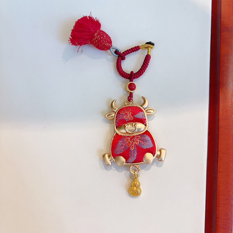 Nimara Ritual Song Brocade Handmade Chinese Zodiac Tassel Lucky Keychain