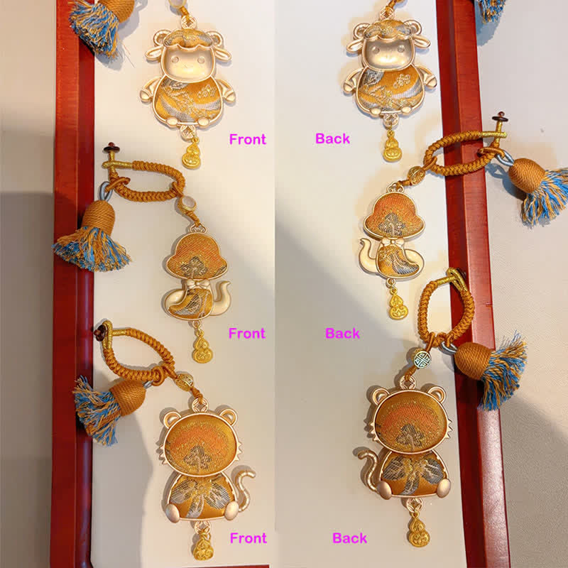 Nimara Ritual Song Brocade Handmade Chinese Zodiac Tassel Lucky Keychain