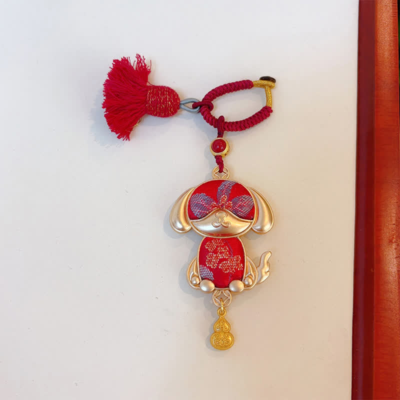 Nimara Ritual Song Brocade Handmade Chinese Zodiac Tassel Lucky Keychain