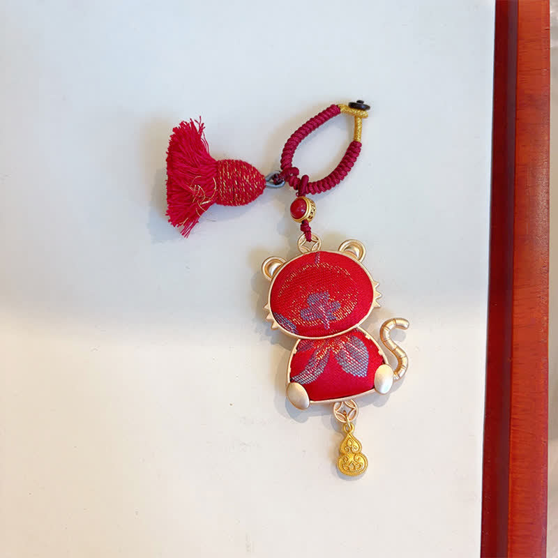 Nimara Ritual Song Brocade Handmade Chinese Zodiac Tassel Lucky Keychain