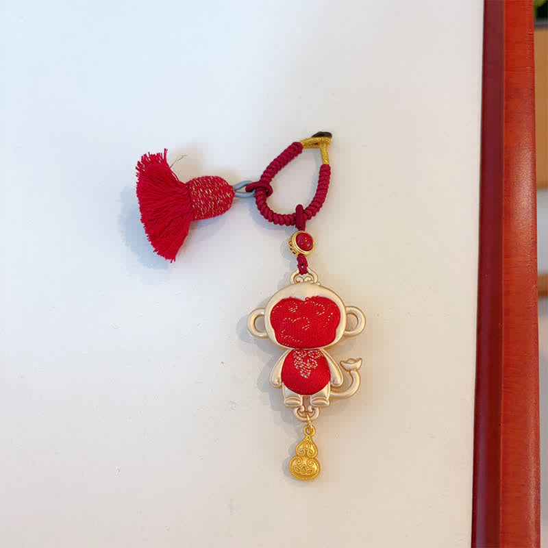 Nimara Ritual Song Brocade Handmade Chinese Zodiac Tassel Lucky Keychain