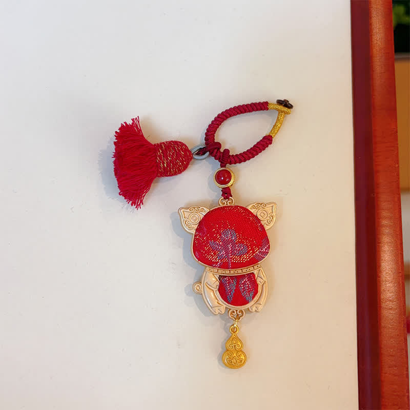 Nimara Ritual Song Brocade Handmade Chinese Zodiac Tassel Lucky Keychain