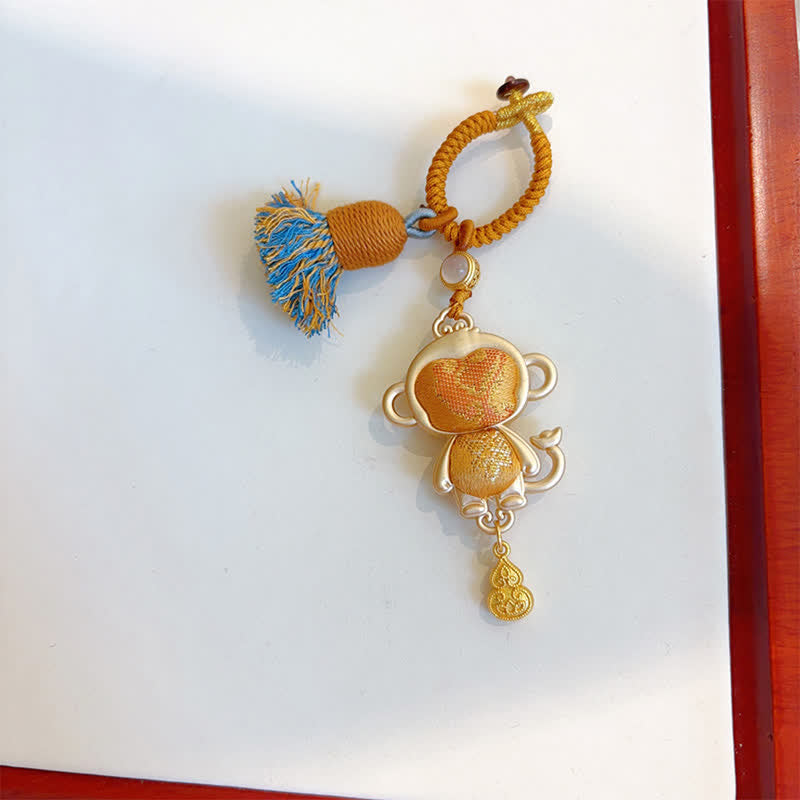 Nimara Ritual Song Brocade Handmade Chinese Zodiac Tassel Lucky Keychain