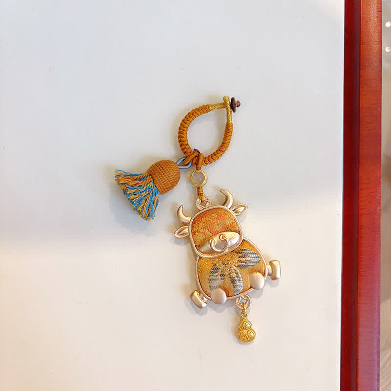 Nimara Ritual Song Brocade Handmade Chinese Zodiac Tassel Lucky Keychain