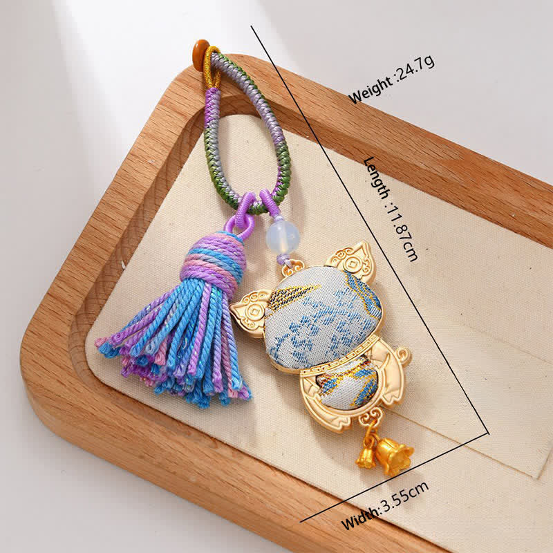Nimara Ritual Song Brocade Handmade Chinese Zodiac Luck Tassel Keychain