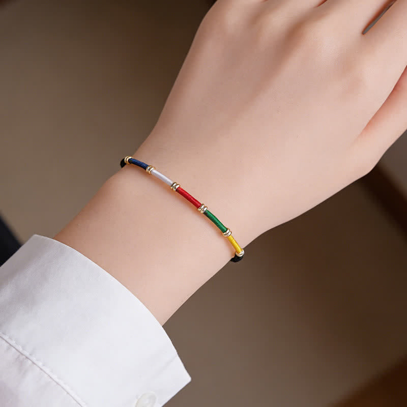 Nimara Ritual Handmade Five Color Wind Horse Prayer Flag Protection Bracelet