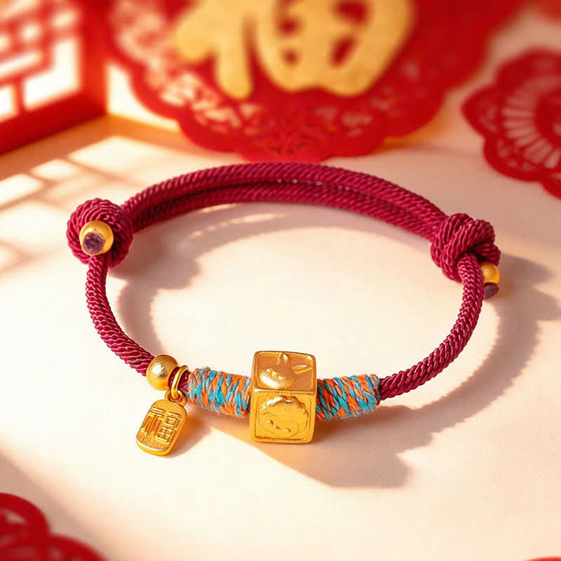 Nimara Ritual Handmade Three Harmony Chinese Zodiac Protection Red String Bracelet