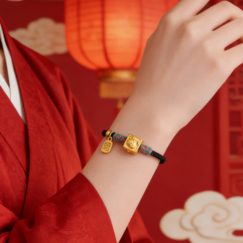 Nimara Ritual Handmade Three Harmony Chinese Zodiac Protection Red String Bracelet