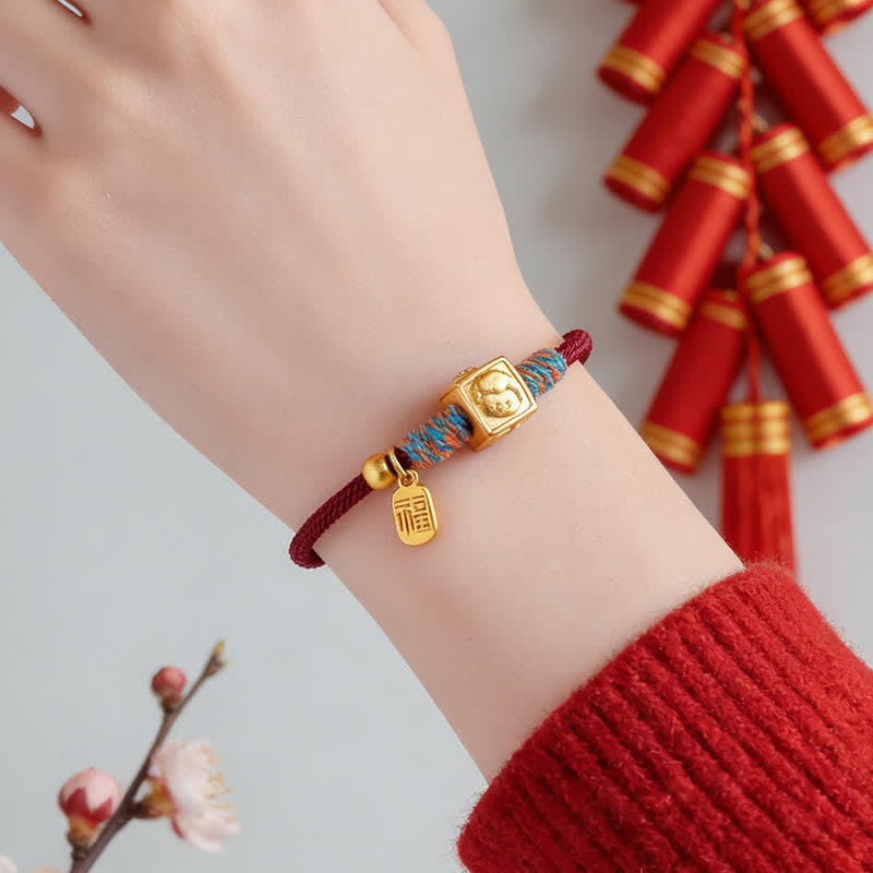 Nimara Ritual Handmade Three Harmony Chinese Zodiac Protection Red String Bracelet