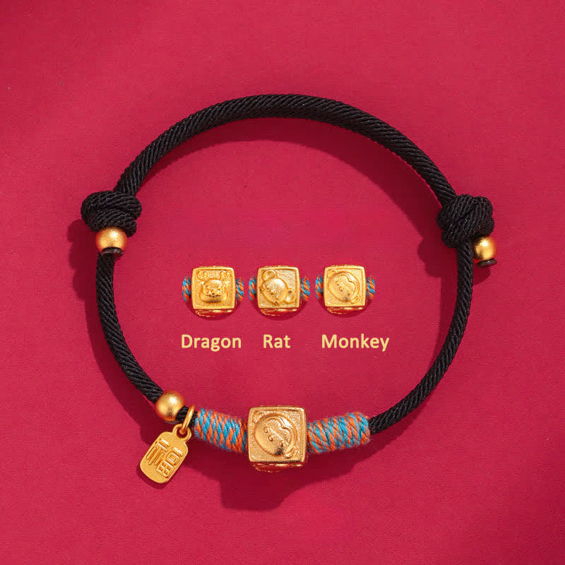 Nimara Ritual Handmade Red String Chinese Zodiac Luck Fu Charm Bracelet