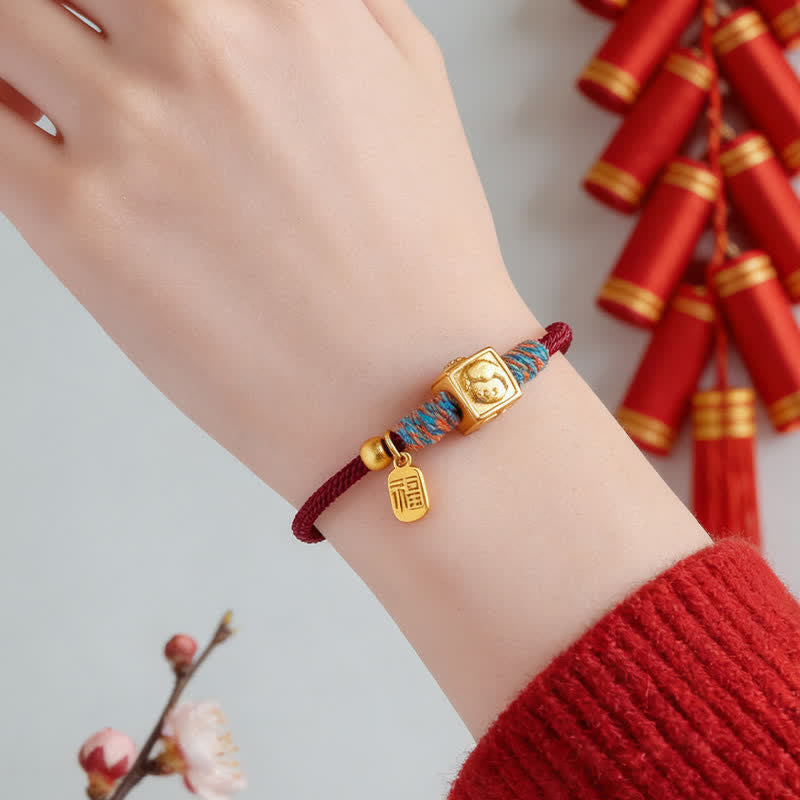 Nimara Ritual Handmade Red String Chinese Zodiac Luck Fu Charm Bracelet