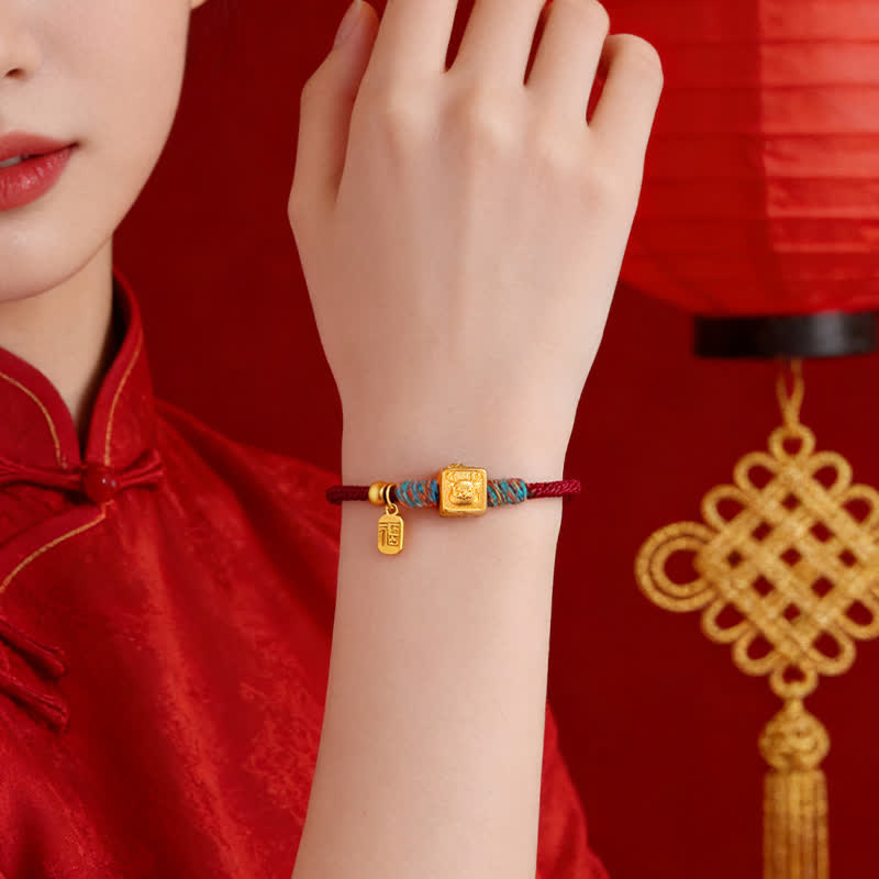 Nimara Ritual Handmade Red String Chinese Zodiac Luck Fu Charm Bracelet